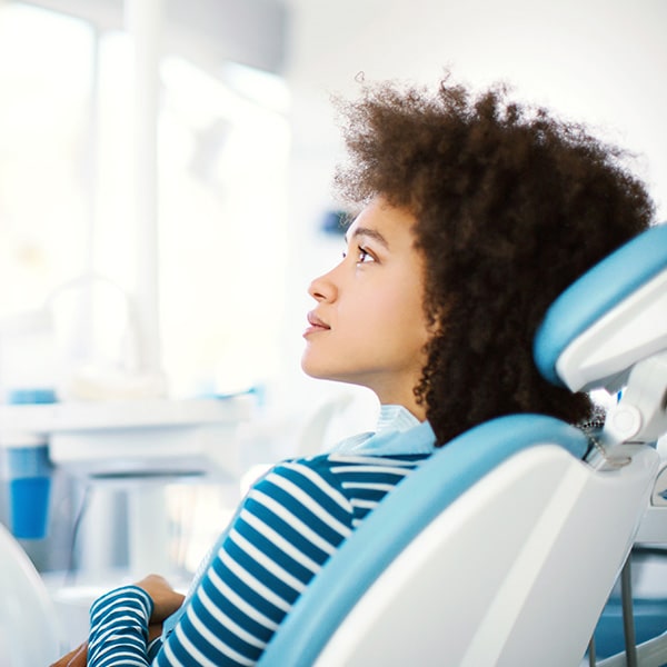 Woman in a dentist's chair