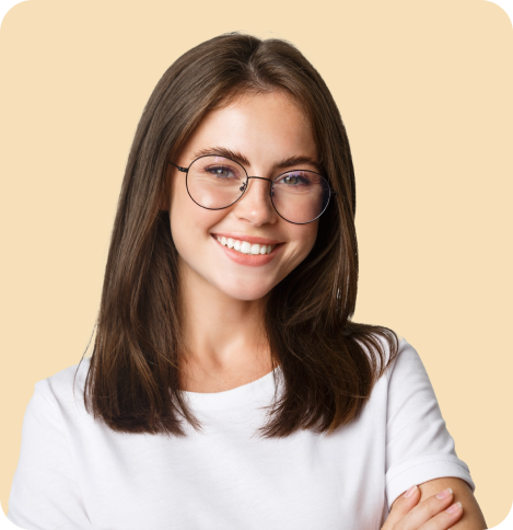 Woman in glasses smiling